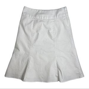 GAP White A-Line Midi Ruffled Stetch Cotton Fully-Lined Vintage Skirt Size 1 XXS